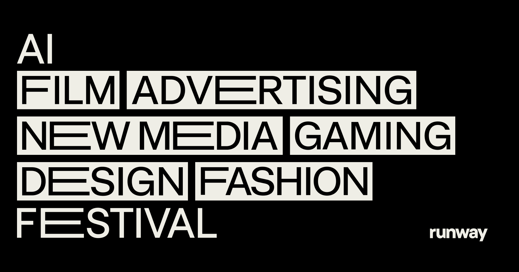Runway's AI Film Festival artwork listing its tracks