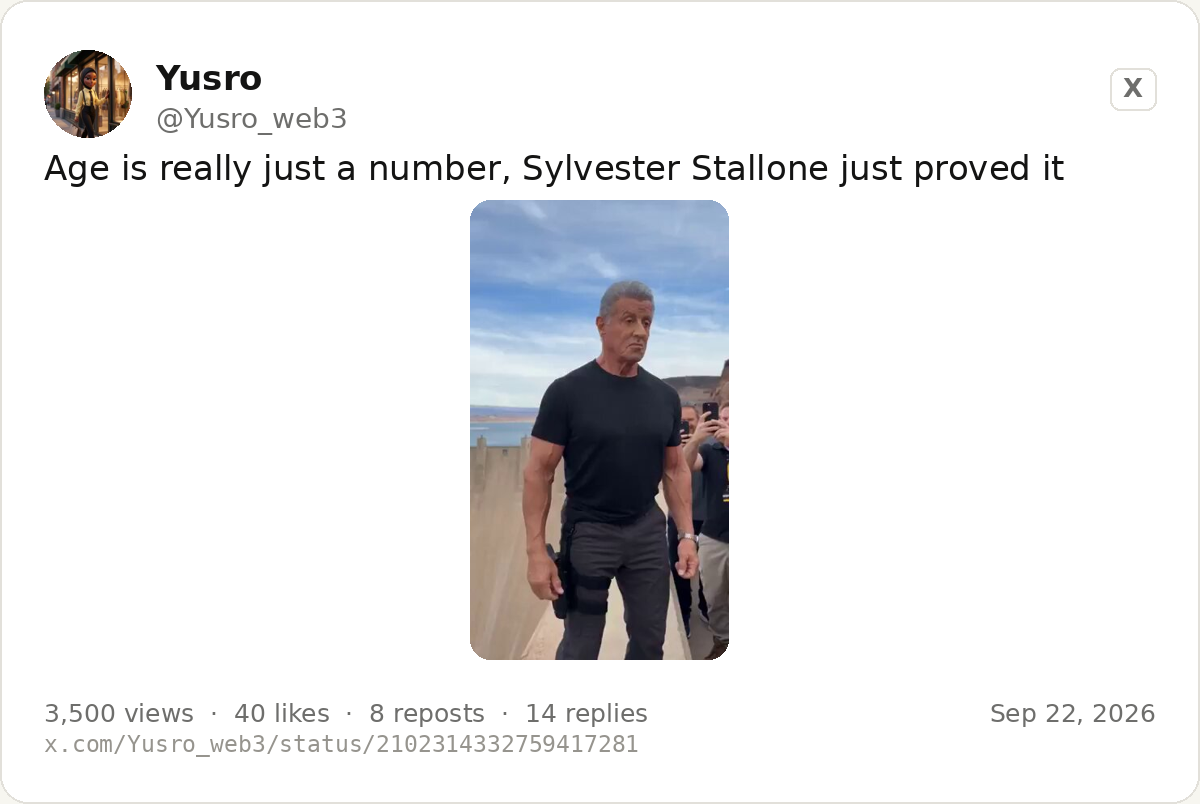 The post of 22 September 2026 claiming Stallone proved age is just a number