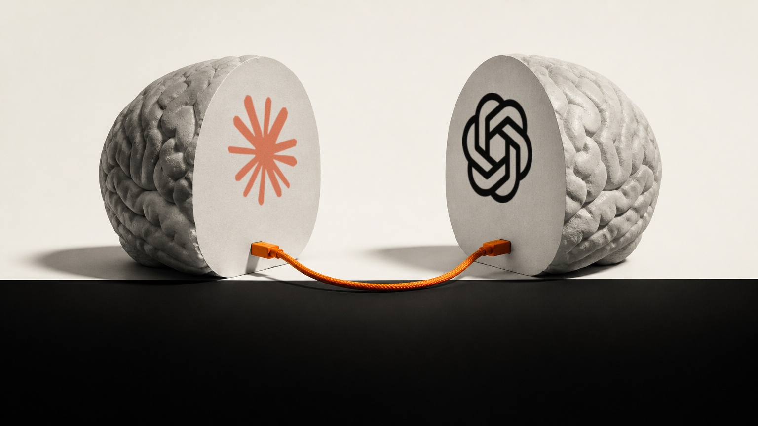 Illustration: Claude Fable 5.1 is the left brain, GPT-6 Astra the right