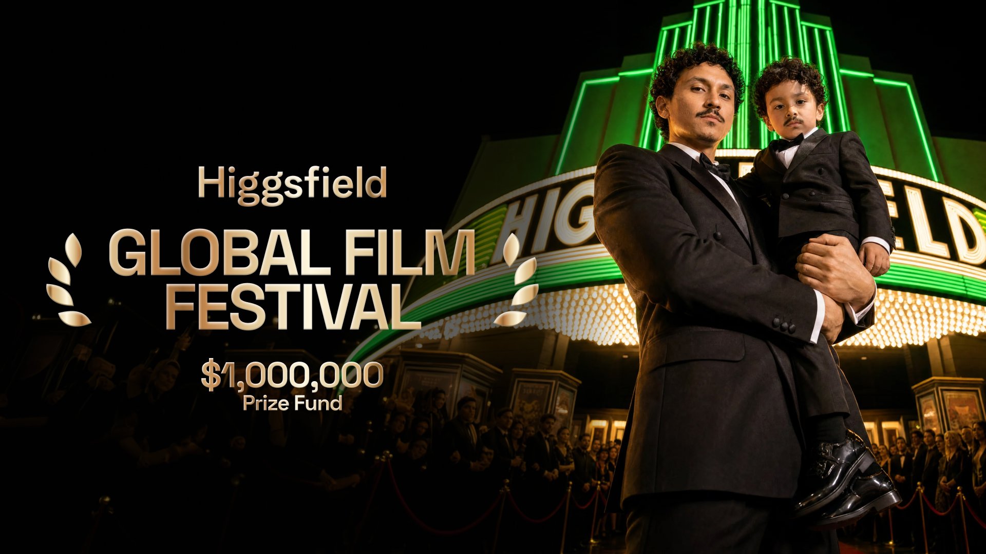 The festival's key art, reading Higgsfield Global Film Festival and $1,000,000 Prize Fund