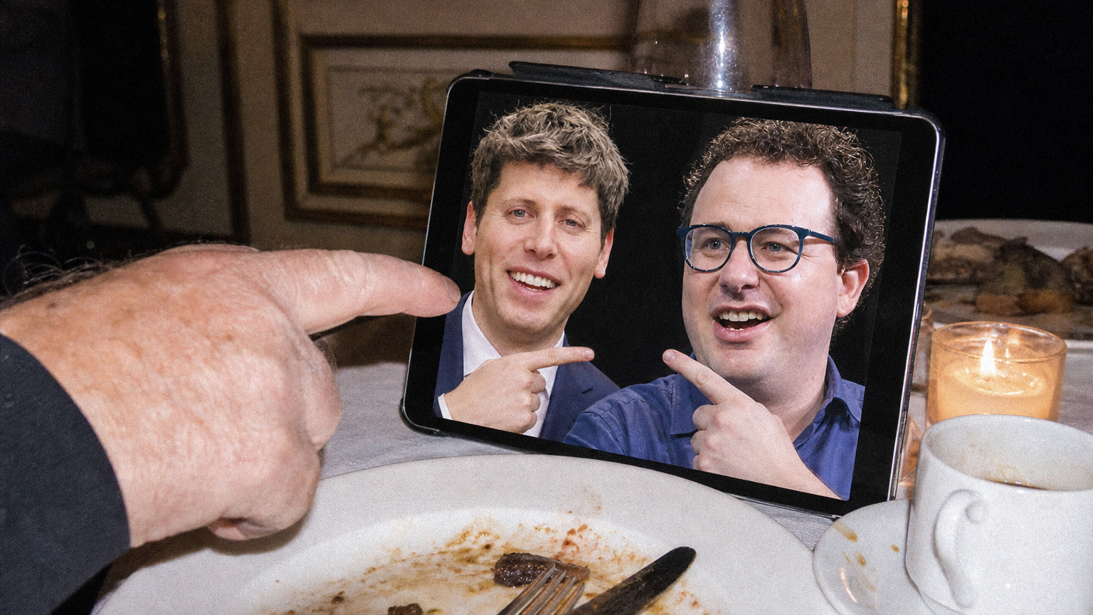 The tablet on the table
