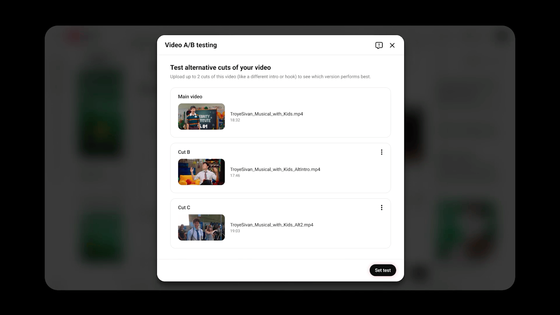 Video A/B testing in YouTube Studio