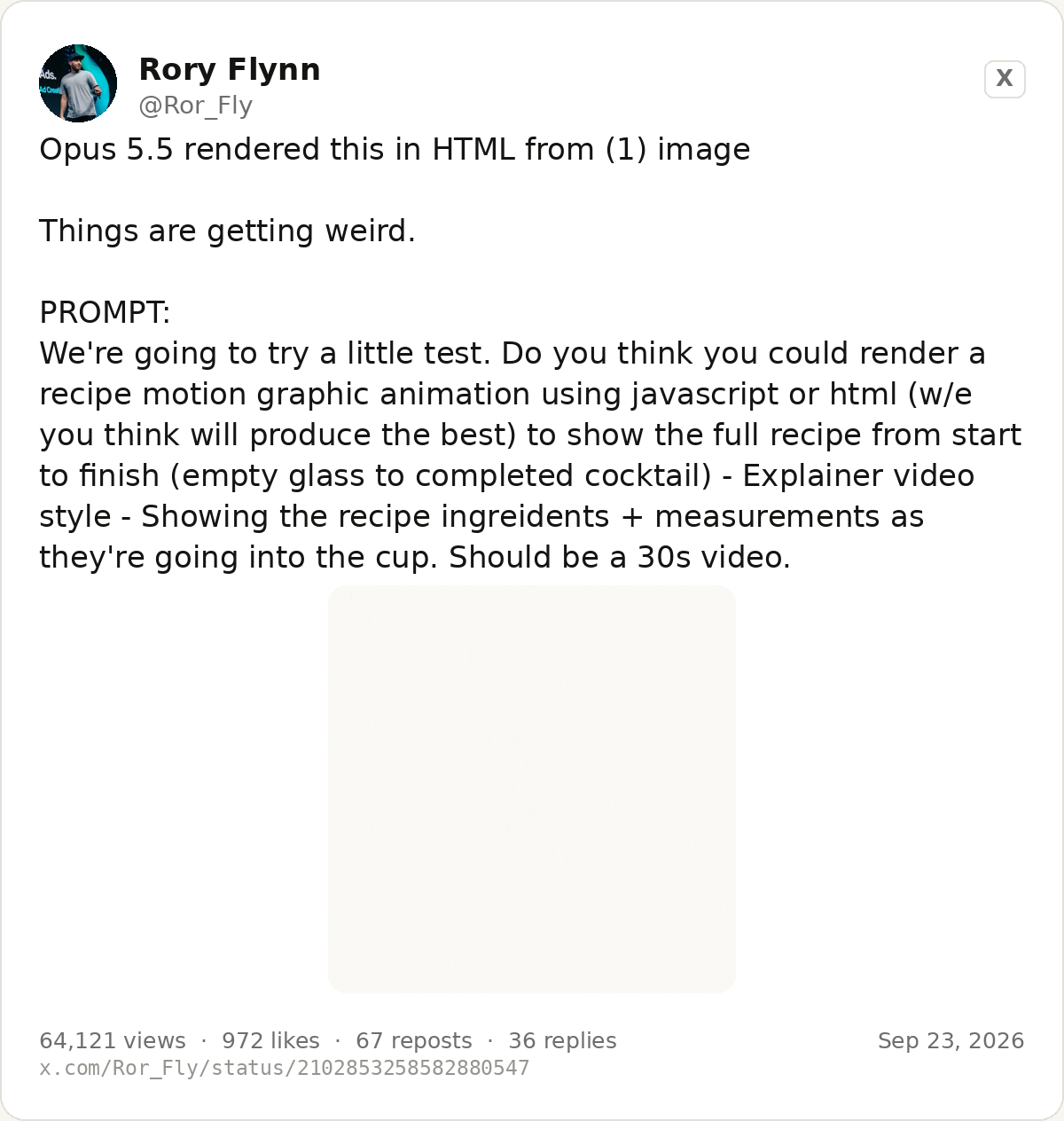 The post announcing the animation