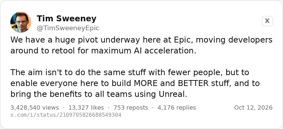 Tim Sweeney's post announcing the pivot