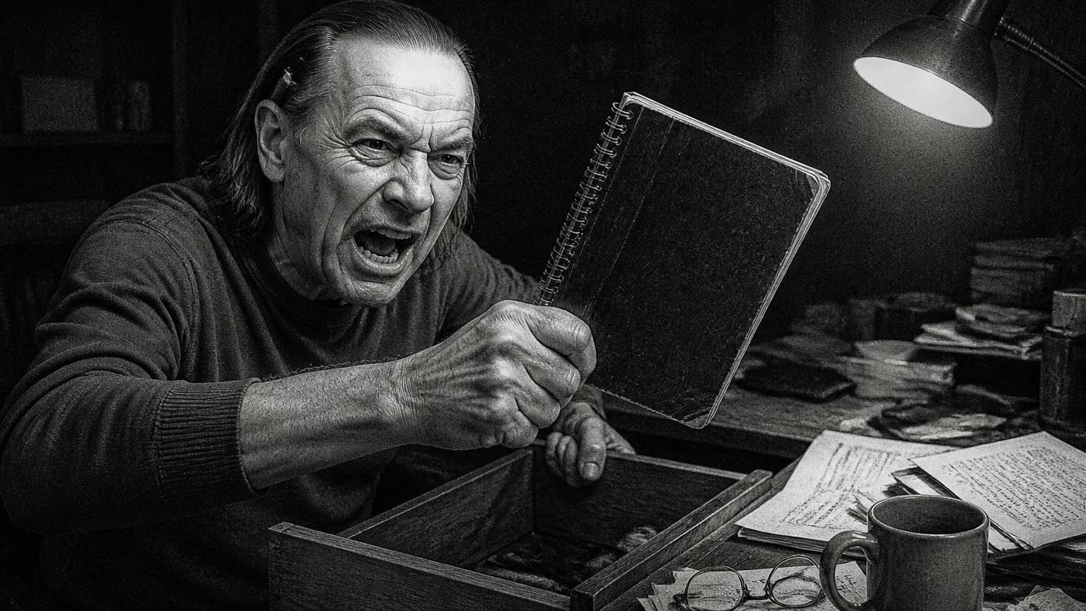 Based Boomerstein pulling the rhyme book out of the desk drawer