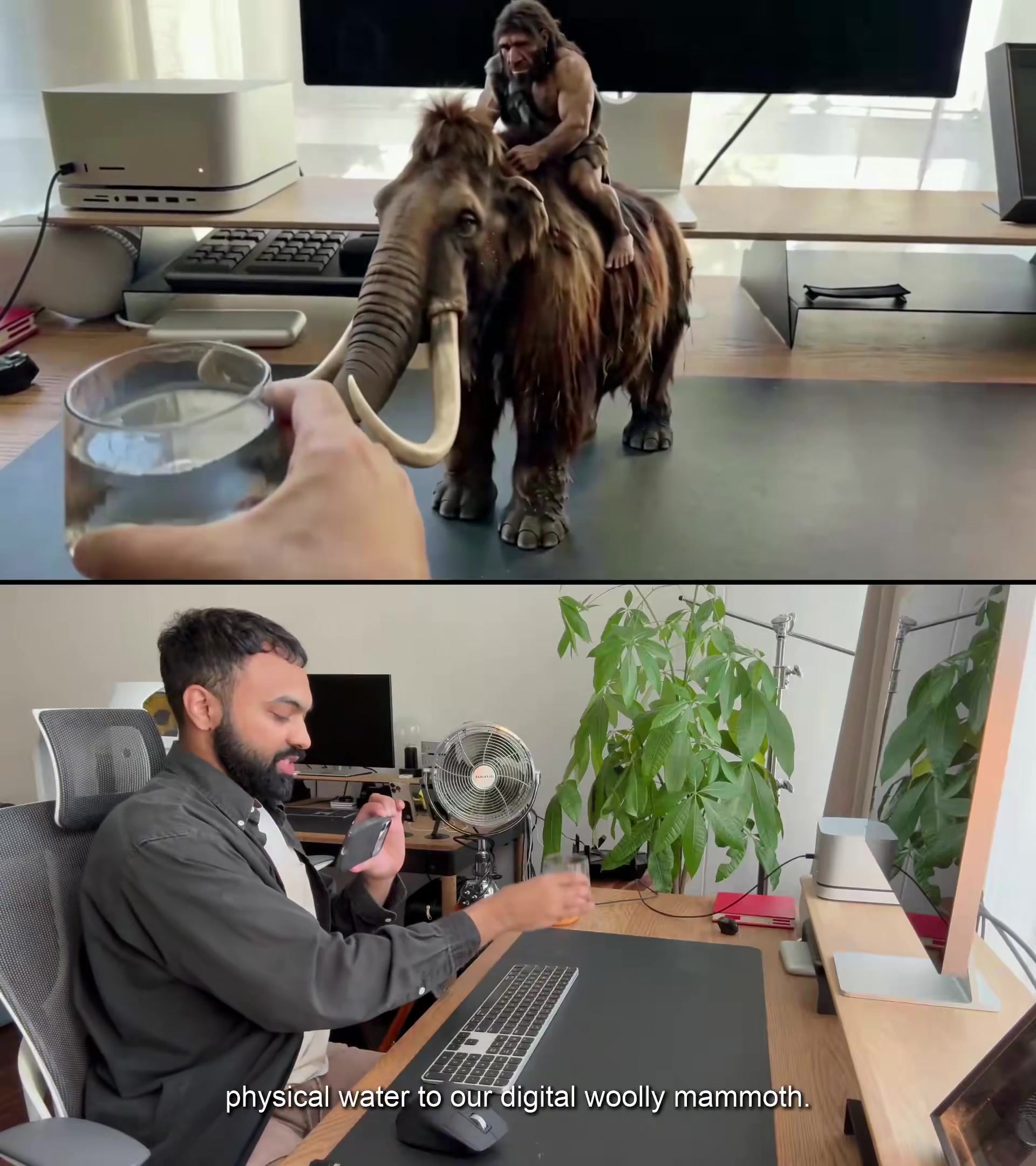 Water thrown at the mammoth, twenty-six seconds in
