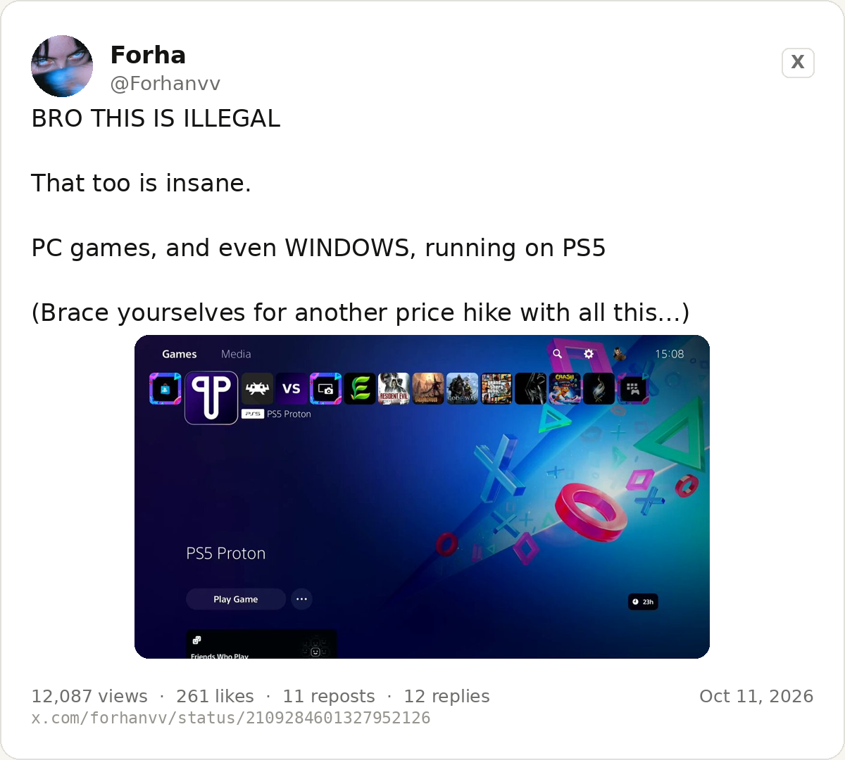 The post with the PS5 clip
