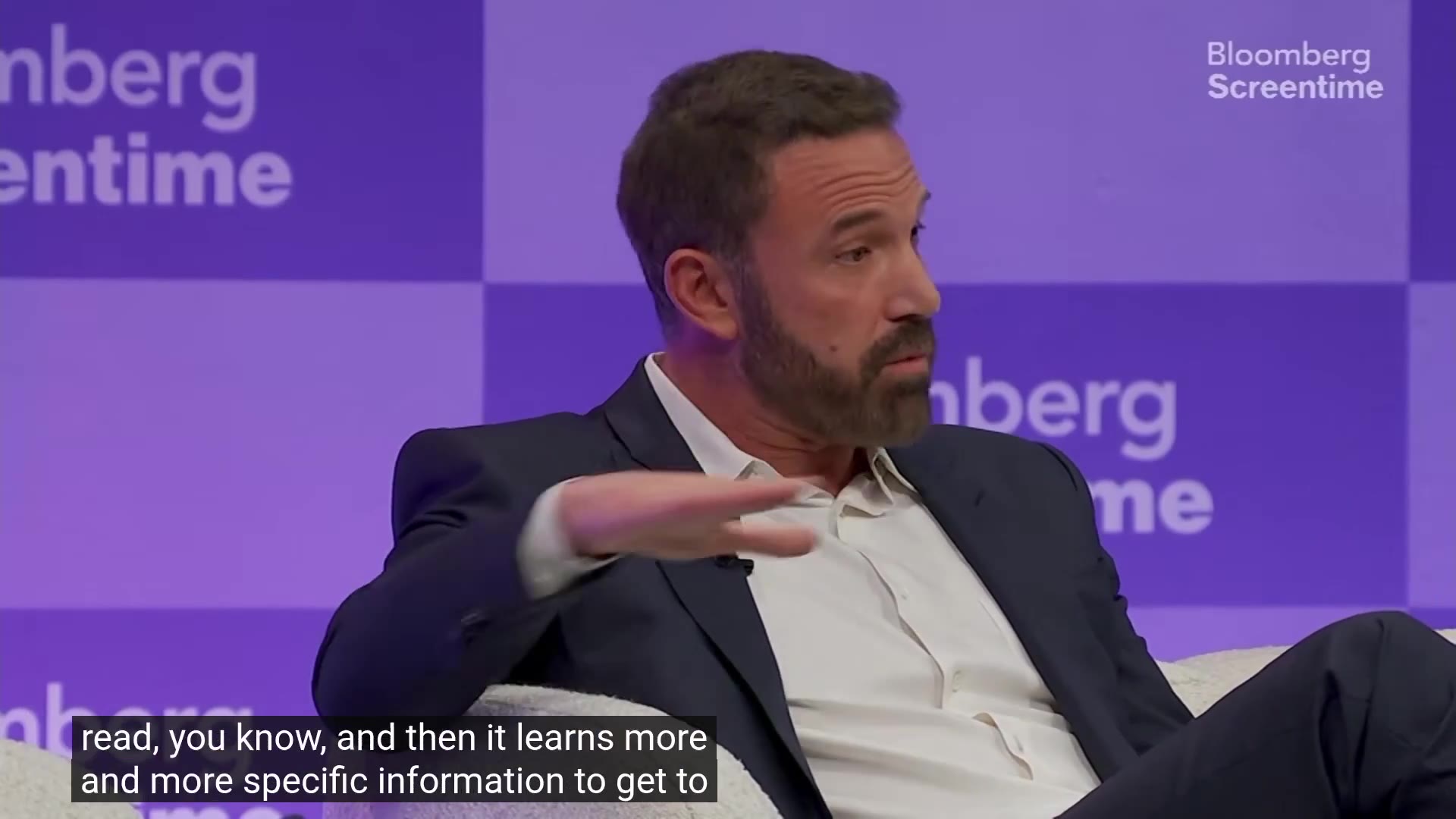 Affleck, at 0:08, explaining what a video model learns first