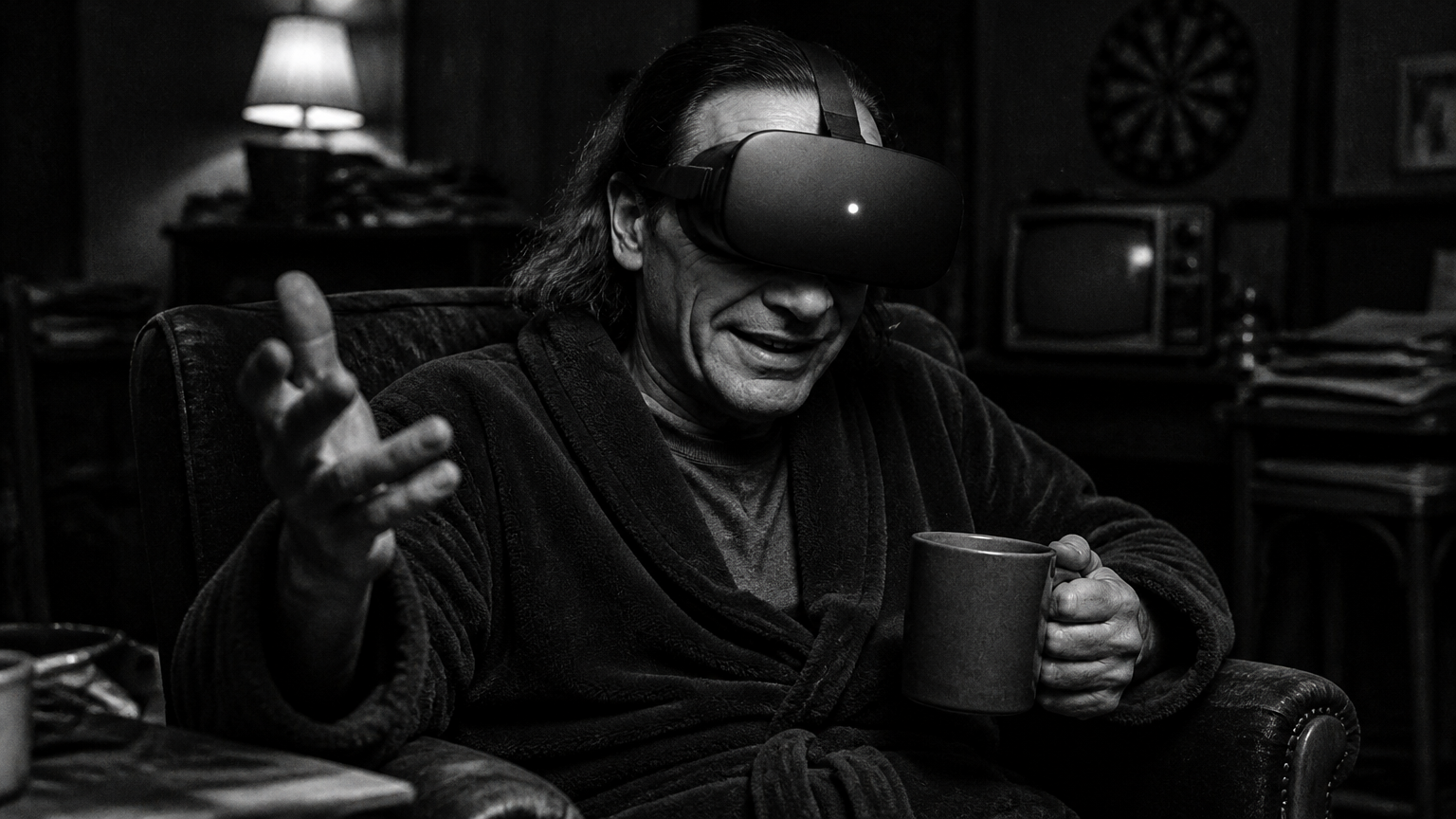 Based Boomerstein in a headset at night, being recorded