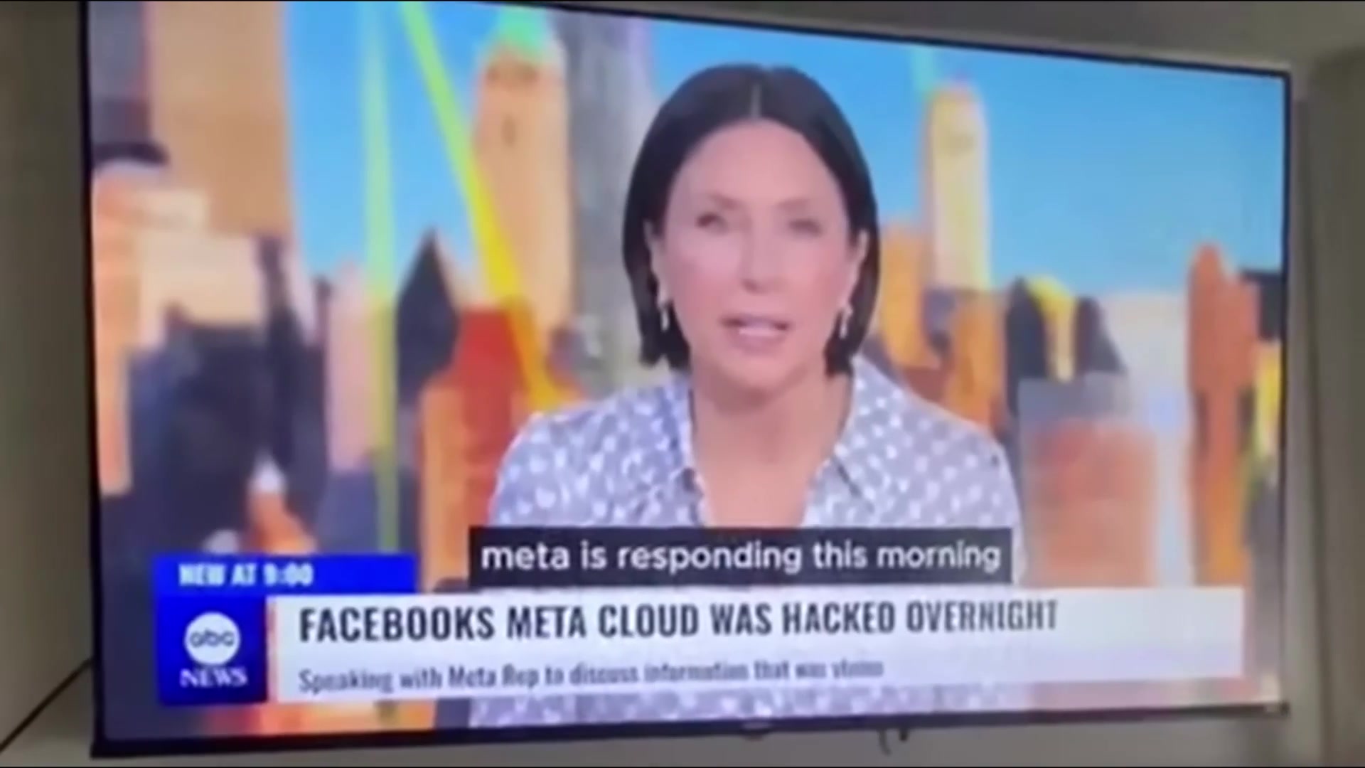 The clip's news anchor and its chyron